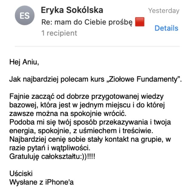 Opinia uczestniczki kursu