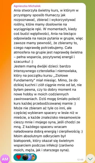 Opinia uczestniczki kursu